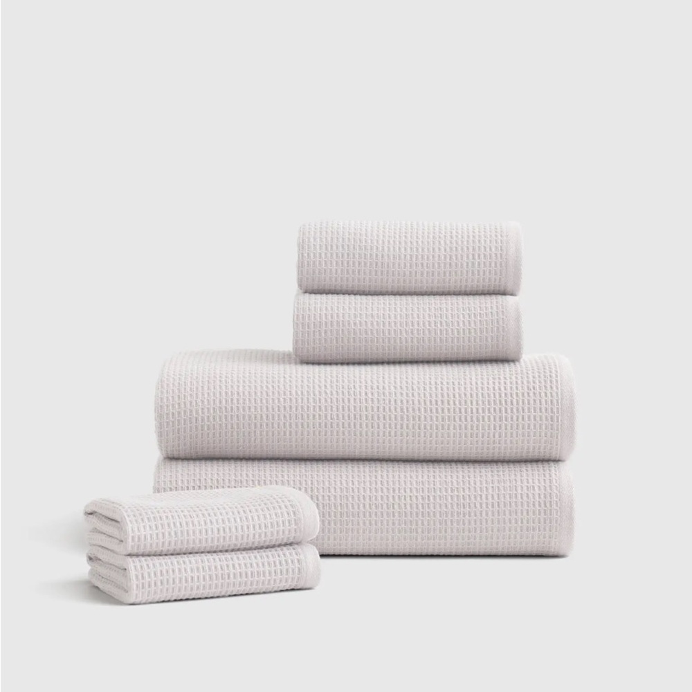QUINCE Turkish Waffle Terry Bath Towel Bundle Silver
